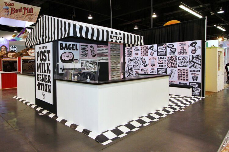 Oatly marketing booth at a convention center