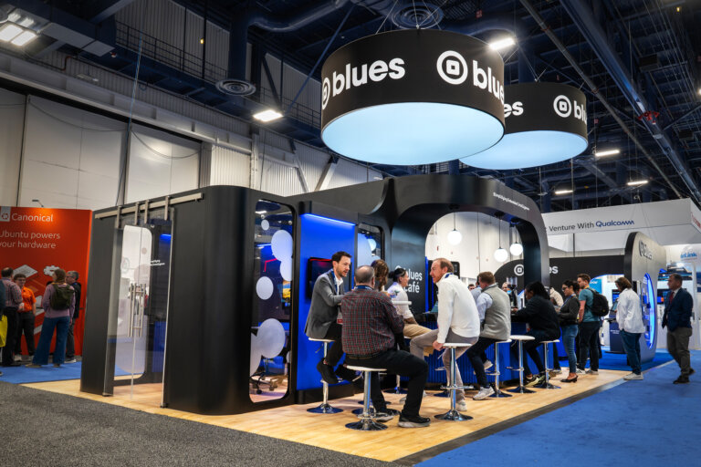 Image from the Blues booth at CES, which showcases the cafe in their trade show exhibit