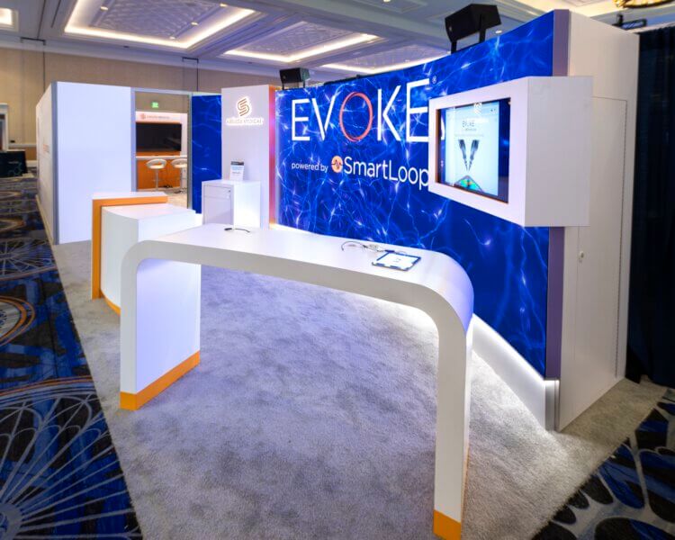 Evoke by SmartLoop display at a Saluda Medical convention exhibit