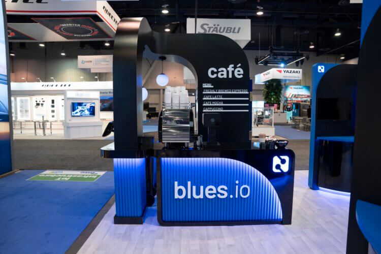 Blues.io cafe in their exhibit at a convention