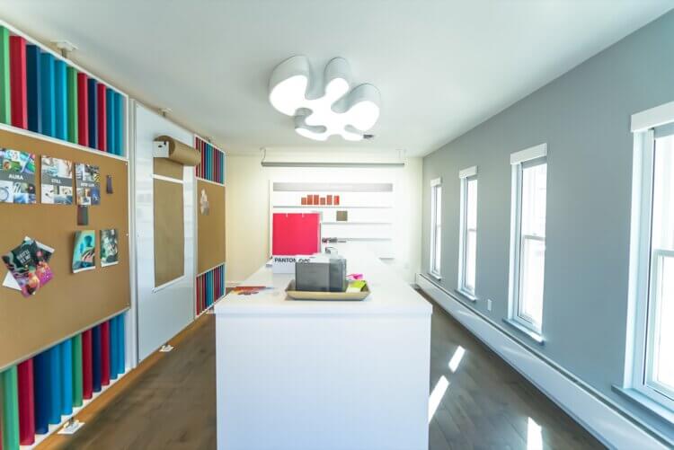 Sherwin Williams room with colored in-wall pillars and white everywhere else