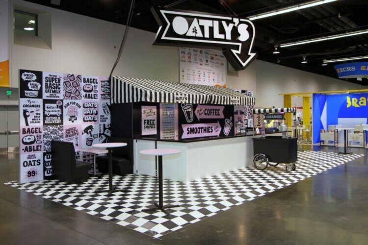 Oatly marketing display booth at a convention