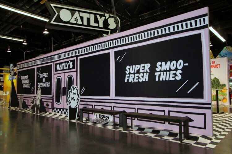 Oatly retro cafe themed marketing booth