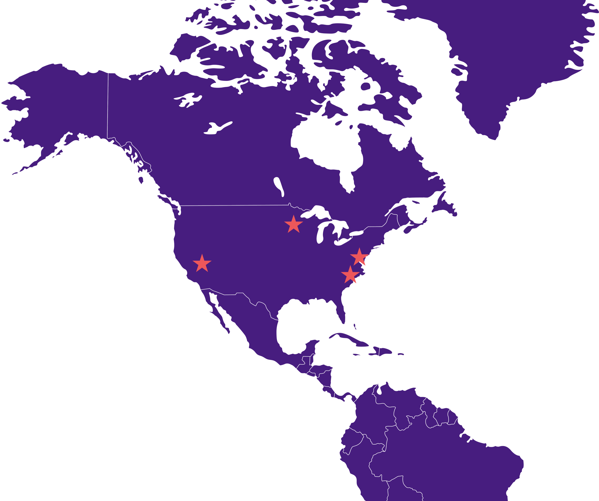 Map showing the STAR locations across North America
