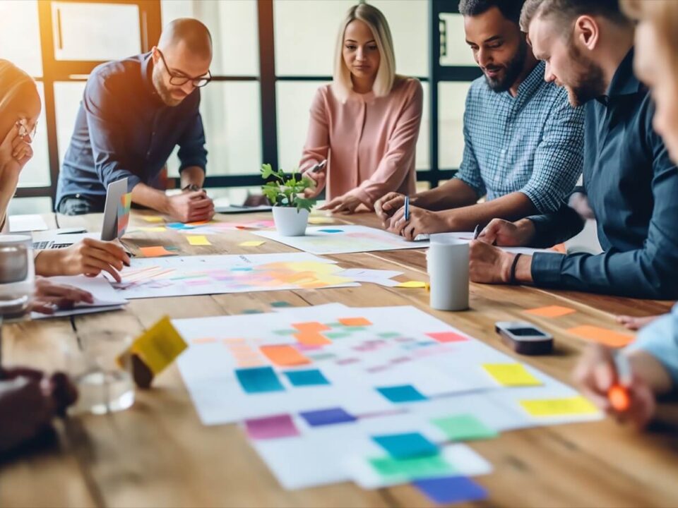 Marketers having a brain storm meeting