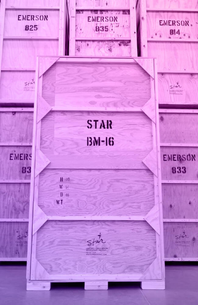 Side of a wooden box labeled as being for STAR
