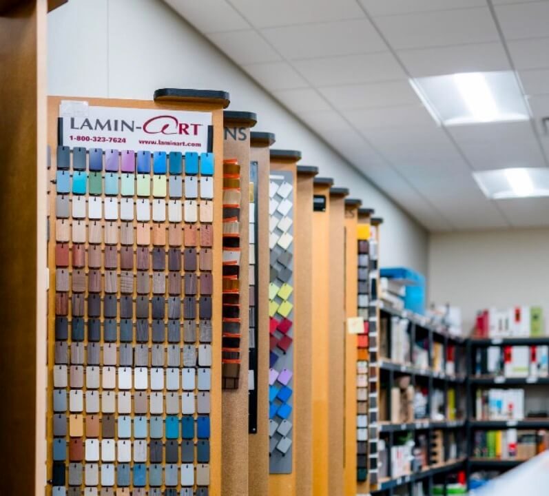 Paint color swatch display used on a rack in-store
