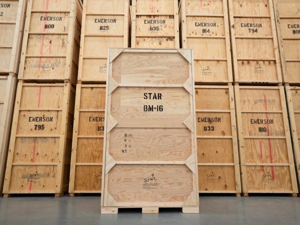 Wooden shipping box labeled as being for STAR