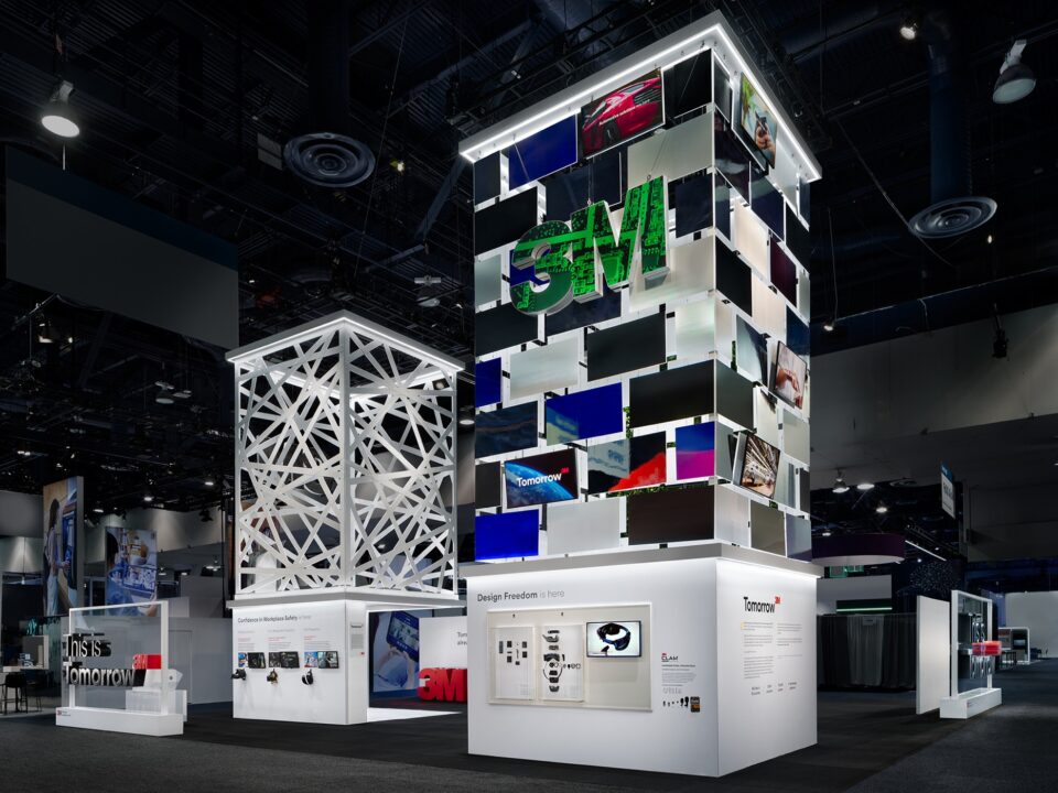Tall 3M exhibit at CES 2024 in Las Vegas