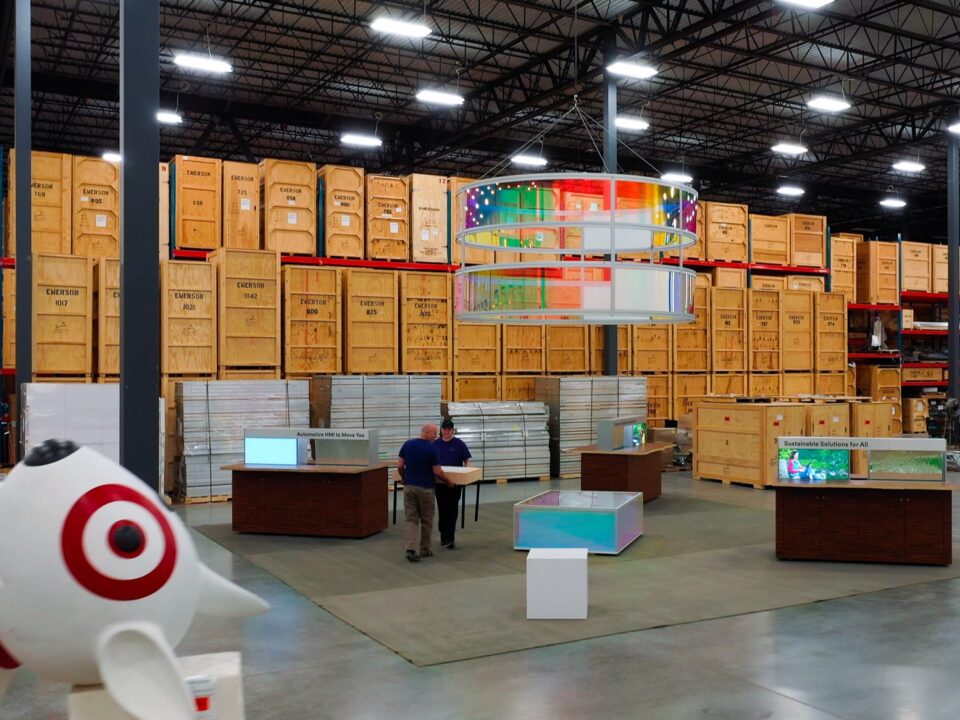 Marketing displays being built within the STAR warehouse