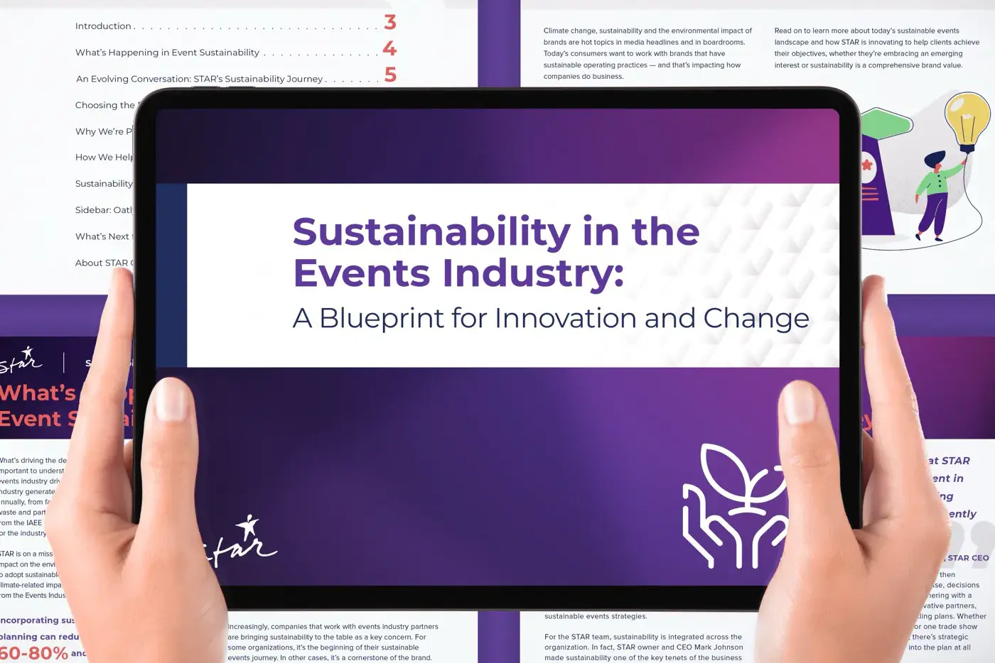 Sustainability in the Events Industry eBook displayed on a tablet