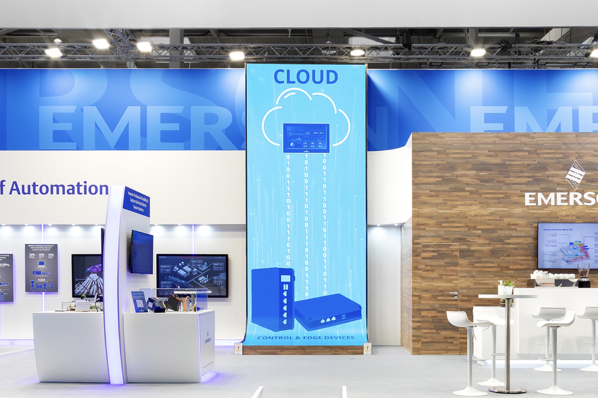 Cloud storage display in the Emerson booth at a convention
