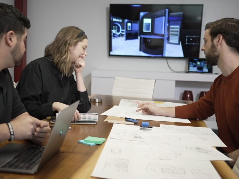 Team of employees crafting a marketing plan together