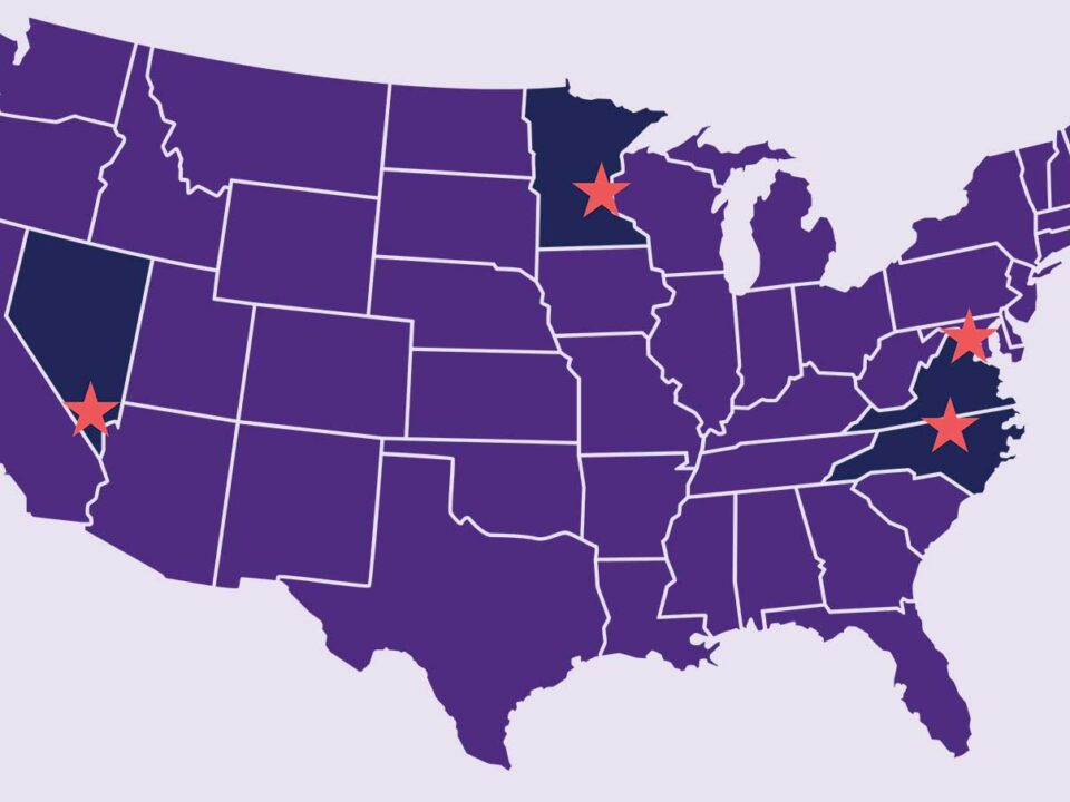 Image of the US with service locations for STAR indicated with stars