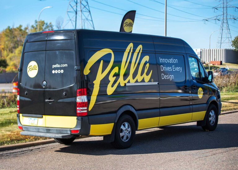 A Pella branded van used for their road shows