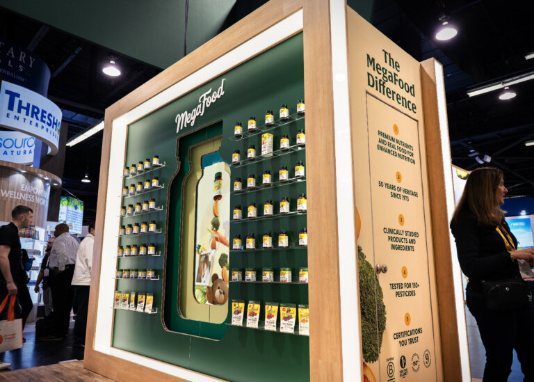 An image of a portion of the MegaFood booth at Expo West trade show 2025.