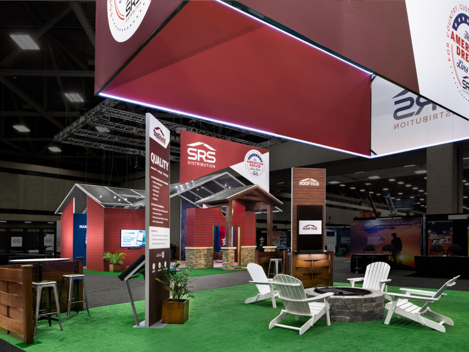 Image of the SMS Distribution exhibit at IRE 2023 in Dallas designed by Star Exhibits and photographed by Padgett and Company