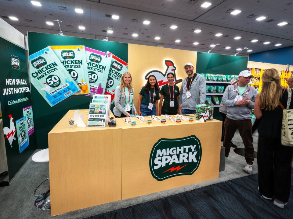 The brand team for Mighty Spark in their 2026 exhibit at ExpoWest.