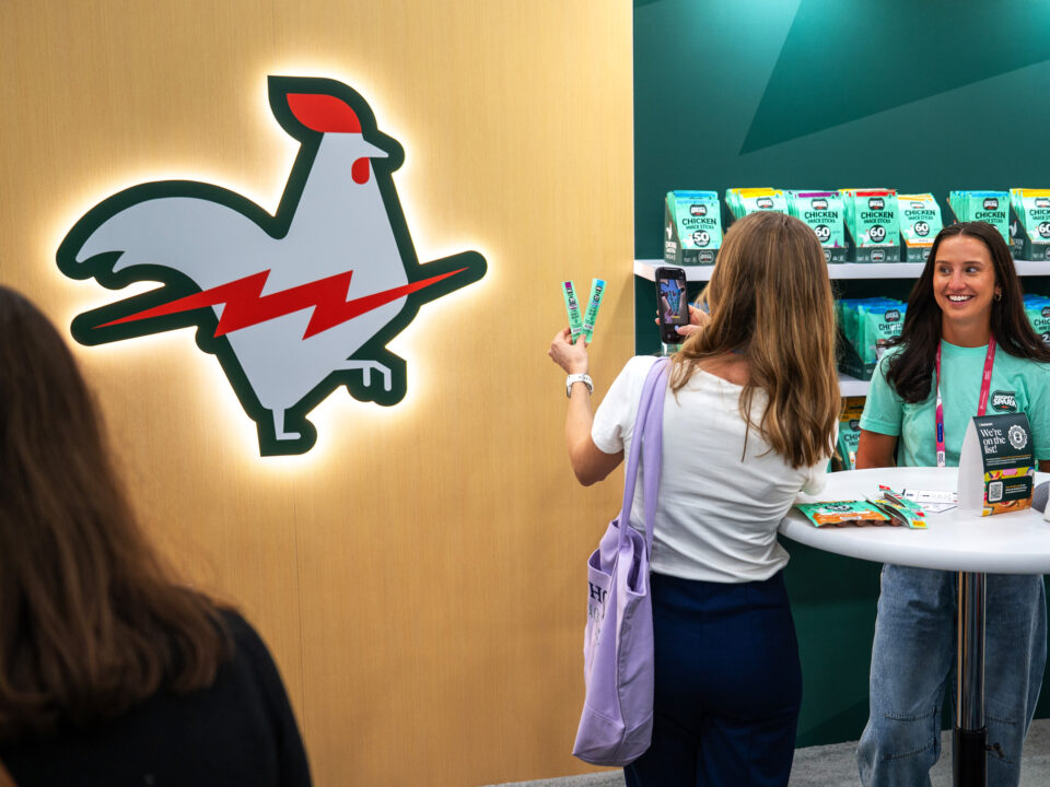 STAR exhibit built for Mighty Spark at ExpoWest 2026. The brand logo is being featured as a backlit focal point for this customer's product shot.